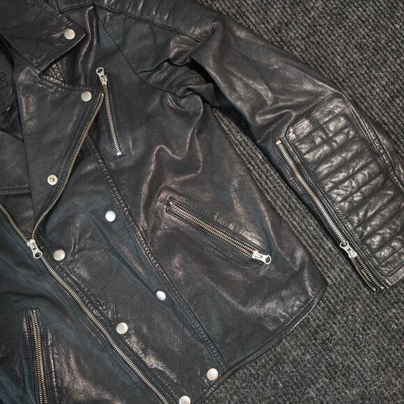 Retro/Splash 100 Percent Black leather biker jacket - Picture 3 of 5